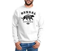Neverless Sweatshirt Herren Bengal Tiger Schriftzug Grafik Logo Rundhals-Pullover weiß M