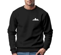 Neverless® Sweatshirt Herren Berge Logo Print Rundhals-Pullover Natur Outdoor Fashion Streetwear Variante 1 schwarz XXL