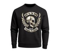 Neverless Sweatshirt Herren Biker Totenkopf Skull Wings Rundhals-Pullover Schwarz 4XL