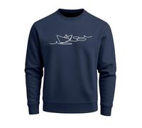 Neverless® Sweatshirt Herren Boot Polygon Papier-Schiff Origami Aufdruck Print Rundhals-Pullover Fashion Streetwear