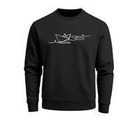 Neverless® Sweatshirt Herren Boot Polygon Papier-Schiff Origami Aufdruck Print Rundhals-Pullover Fashion Streetwear