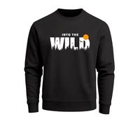 Neverless® Sweatshirt Herren Brustprint Bedruckt Into The Wild Schriftzug Outdoor Fashion Rundhals-Pullover Schwarz L