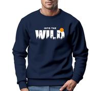 Neverless® Sweatshirt Herren Brustprint Bedruckt Into The Wild Schriftzug Outdoor Fashion Rundhals-Pullover Navy L