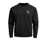 Neverless® Sweatshirt Herren Dinosaurier Brustlogo Frontprint T-Rex Pullover Casual Fashion Streetwear Schwarz XL