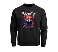 Neverless® Sweatshirt Herren DJ Panda Electronic Music Frontprint Rundhals-Pullover Clubwear Fashion Streetwear Schwarz M