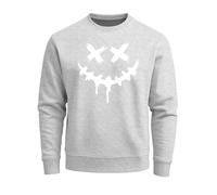 Sweatshirt Herren Drip Face Techwear Fashion Streetstyle Smiling Face Smile Trend Rundhals-Pullover Fashion - Smile Face grau-weiss 4XL