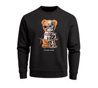 Neverless® Sweatshirt Herren Frontprint Pullover mit Print I’ll Bear Back Teddy mit Cyborg Design Fun Streetwear Fashion