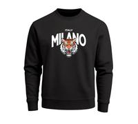Neverless® Sweatshirt Herren Frontprint Pullover mit Print Milano Tiger Fashion Streetwear Schwarz 3XL