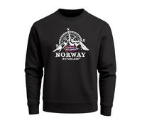 Sweatshirt Herren Frontprint Pullover mit Print Norway Flag Outdoor Kompass Design Adventure Fashion Streetwear - Norway Kompass schwarz M