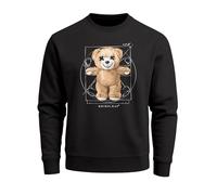 Sweatshirt Herren Frontprint Pullover mit Print Vitruvian Teddy Kunst Design Teddybär Graphic Streetwear Fashion