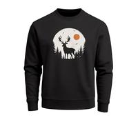 Neverless® Sweatshirt Herren Frontprint Pullover mit Print Waldmotiv Hirsch Outdoor Streetwear Fashion Streetwear