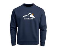 Neverless® Sweatshirt Herren Grafik Print Berge Frontprint Pullover mit minimalistischem Natur-Aufdruck Fashion Streetwear Navy M