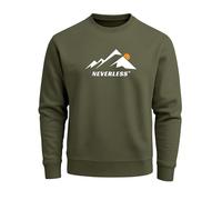 Sweatshirt Herren Grafik Print Berge Frontprint Pullover mit minimalistischem Natur-Aufdruck Fashion Streetwear - Minimalistic Mountain oliv M
