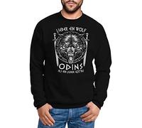 Neverless® Sweatshirt Herren Lieber EIN Wolf Odins als EIN Lamm Gottes nordische Mythologie Wikinger Rundhals-Pullover schwarz L