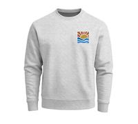 Neverless® Sweatshirt Herren Logo Print Sommer Sonne Welle Strand Meer Rundhals-Pullover Fashion Streetwear Grau XL