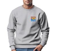 Neverless® Sweatshirt Herren Logo Print Sommer Sonne Welle Strand Meer Rundhals-Pullover Fashion Streetwear grau XXL