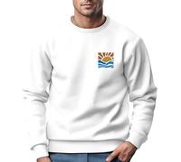 Neverless® Sweatshirt Herren Logo Print Sommer Sonne Welle Strand Meer Rundhals-Pullover Fashion Streetwear weiß L