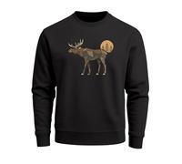 Neverless® Sweatshirt Herren mit Aufdruck Polygon Elch Outdoor Motive Wandern Natur Wald Rundhals-Pullover Fashion Streetwear