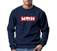 Neverless® Sweatshirt Herren Moin Skull Totenkopf Aufdruck Nordisch Print Parodie Rundhals-Pullover Fashion Streetwear Navy 3XL