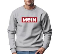 Neverless® Sweatshirt Herren Moin Skull Totenkopf Aufdruck Nordisch Print Parodie Rundhals-Pullover Fashion Streetwear grau L