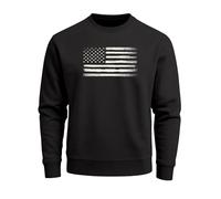 Neverless® Sweatshirt Herren ohne Kapuze Frontprint American Flag Vintage Style Pullover mit Print Fashion Streetwear
