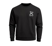 Sweatshirt Herren ohne Kapuze Frontprint Bär Brustlogo Polygon Teddy Pullover Fashion Streetwear - Teddy Polygon schwarz XL
