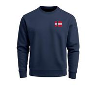 Neverless® Sweatshirt Herren ohne Kapuze Frontprint Brustlogo Norway Flag Norwegen Pullover Fashion Streetwear Navy 3XL