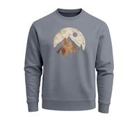 Neverless® Sweatshirt Herren ohne Kapuze Frontprint mit Berg und Sonne - Outdoor Streetwear Männer Fashion
