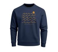 Neverless® Sweatshirt Herren ohne Kapuze Frontprint Wellen Waves Design Grafik Pullover mit Print Fashion Streetwear Navy 4XL