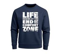 Neverless® Sweatshirt Herren ohne Kapuze Spruch End of Your Comfort Zone Pullover Graphic Fashion Streetwear Navy XXL