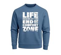 Neverless® Sweatshirt Herren ohne Kapuze Spruch End of Your Comfort Zone Pullover Graphic Fashion Streetwear