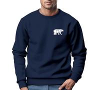 Neverless® Sweatshirt Herren Print Aufdruck Bär Polygon Design Wander Outdoor Rundhals-Pullover Fashion Streetwear Variante 1 Navy XXL