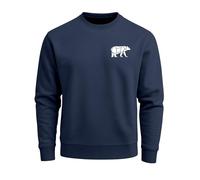 Sweatshirt Herren Print Aufdruck Bär Polygon Design Wander Outdoor Rundhals-Pullover Fashion Streetwear - Bär Lineart Polygon navy variante 1 3XL