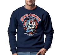 Neverless® Sweatshirt Herren Print Skull Totenkopf Grafik Biker Design Rundhals-Pullover Fashion Streetwear Navy XL