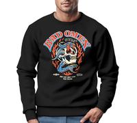 Neverless® Sweatshirt Herren Print Skull Totenkopf Grafik Biker Design Rundhals-Pullover Fashion Streetwear schwarz XL