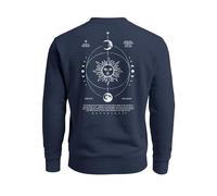 Neverless® Sweatshirt Herren Pullover mit Backprint Astronomie Sonne-Mond Design Fashion Spiritual Streetwear Navy XXL
