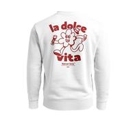 Neverless® Sweatshirt Herren Pullover mit Backprint La Dolce Vita Design Italian Fun Fashion Streetwear Weiss L