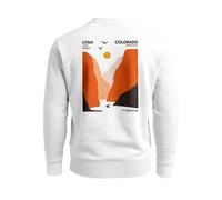 Neverless® Sweatshirt Herren Pullover mit Backprint mit Canyon-Motiv Lake Powell Graphic Print Fashion Outdoor Streetwear Weiss M