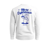 Neverless® Sweatshirt Herren Pullover mit Backprint More Espresso Less Depresso Kaffeeliebhaber Pullover Fashion Streetwear Weiss M