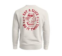 Neverless® Sweatshirt Herren Pullover mit Backprint Pizza Cat Motiv Fun Food Streetwear Fashion Retro Style Streetwear