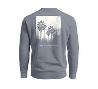 Neverless® Sweatshirt Herren Pullover mit Backprint Schwarzweiß Palmen Design Minimal Streetwear Style Fashion Streetwear Convoy-Grey S