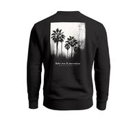 Neverless® Sweatshirt Herren Pullover mit Backprint Schwarzweiß Palmen Design Minimal Streetwear Style Fashion Streetwear Schwarz L