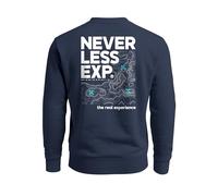 Neverless® Sweatshirt Herren Pullover mit Backprint Typographie Outdoor Topografie Grafik Fashion Streetwear Navy L