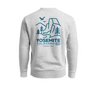 Neverless® Sweatshirt Herren Pullover mit Backprint Yosemite California Naturmotiv National Park Graphic Outdoor Fashion Streetwear Grau L