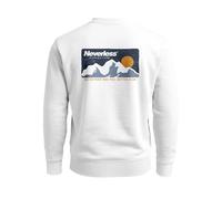 Neverless® Sweatshirt Herren Pullover mit Outdoor Backprint Bergmotiv Nature Streetwear Adventure Style Weiss 3XL