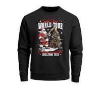 Sweatshirt Herren Santa Claus World Tour Weihnachtspullover Grafik Print XMAS Christmas Sweater Fashion Streetwear - Santa World Tour schwarz XL