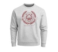 Neverless® Sweatshirt Herren Schriftzug Oldschool Print Tiger Pullover Bedruckt Rundhals-Pullover Grau-rot L