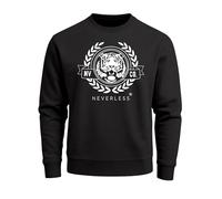 Neverless® Sweatshirt Herren Schriftzug Oldschool Print Tiger Pullover Bedruckt Rundhals-Pullover Schwarz-Weiss XL