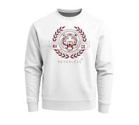 Neverless® Sweatshirt Herren Schriftzug Oldschool Print Tiger Pullover Bedruckt Rundhals-Pullover Weiss-rot XL