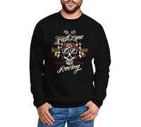 Neverless Sweatshirt Herren Skull Totenkopf Fast Lane Racing Pullover Rundhalspullover schwarz L